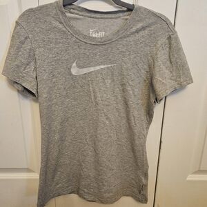 Nike Grey Dri-FIT Short Sleeve Tee with White Swoosh